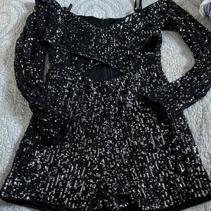 Papaya Black Sequin Bodysuit